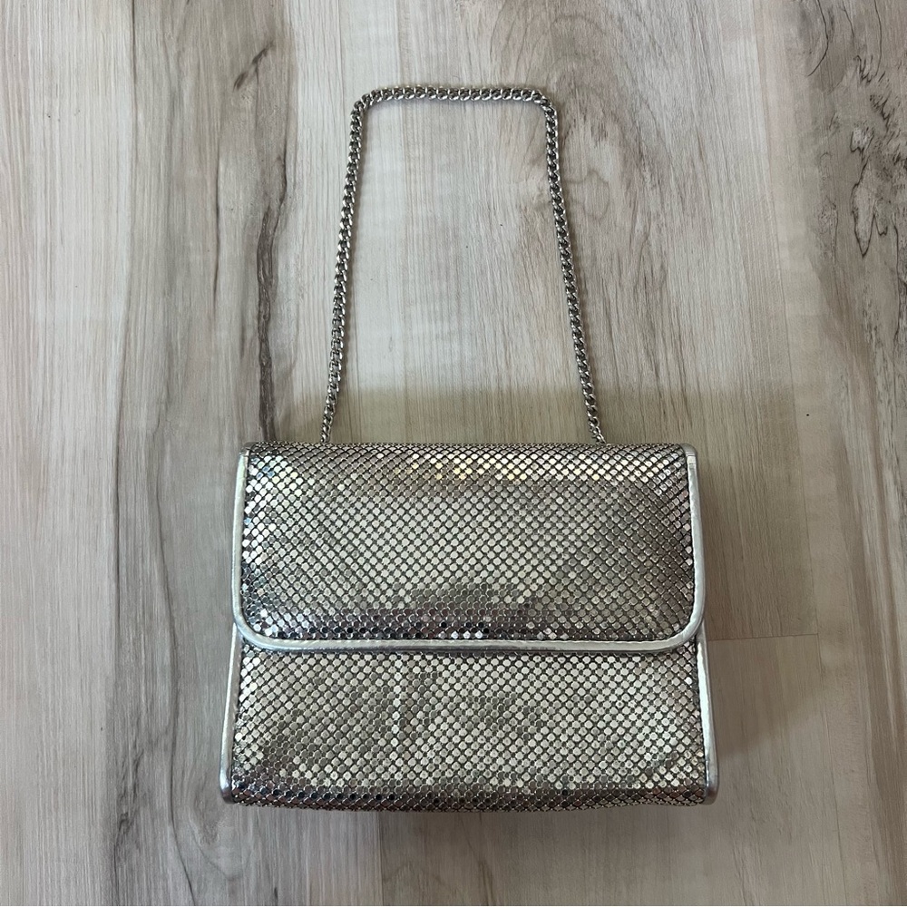 Vintage Whiting and Davis Disco Silver Mesh Purse Shoulder Chain